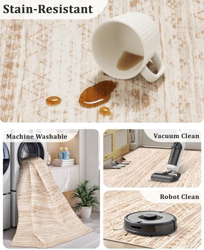 Miukiki Hallway 2x8 Runner Rug Washable Non Slip Kitchen Rug Beige - Image 4