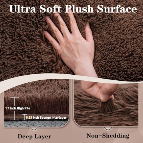 8x10 Area Rugs for Living Room: Soft Brown Fluffy Rug Shag Washable Rug Plush Fuzzy Indoor Carpet for Bedroom Nursery Playroom Girls Boys Kids Room (Brown, 8'x10') - Image 6