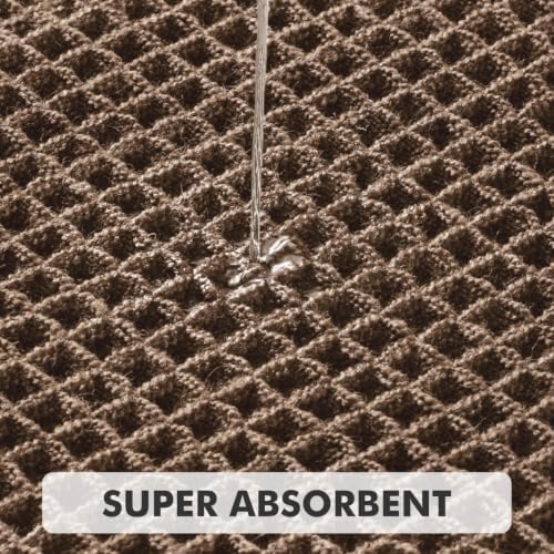 MIULEE Set of 2 Waffle Bathroom Rugs Boho Bath Mat Coffee Brown 18x30 Inch - Image 6