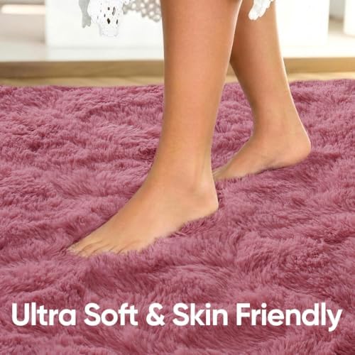 4'x5'3'' Blush Fluffy Soft Area Rug Non-Slip for Kids Bedroom Nursery - Image 5