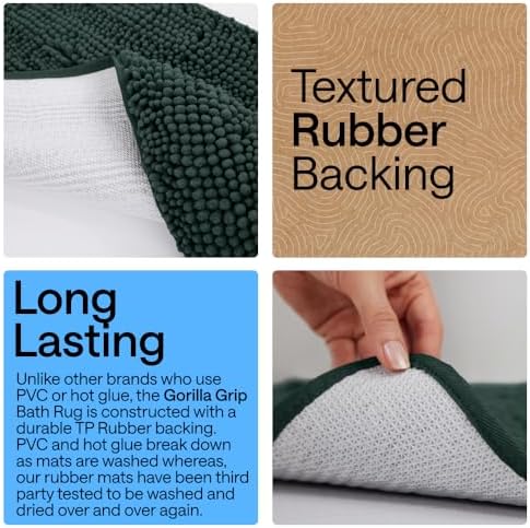 GORILLA GRIP Chenille Bath Rug Mat for Oval Toilet Base, 24x19 Hunter Green - Image 4