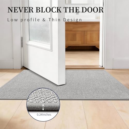 YIHOUSE Gray Bathroom Rugs Sets 2 Piece, Quick Dry Thin Bath Mat, Non Slip Absorbent Machine Washable, Bath Runner Rug for Bathtub Sink Home Decor (17"x24" + 17"x47") - Image 5