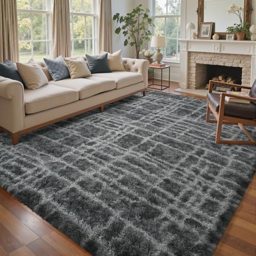 9x12 Ft Extra Large Shag Rugs for Living Room, Ultra Soft Fluffy Furry Area Rugs for Bedroom Indoor Floor, Aesthetic Carpet for Kids Home Decor (Grey) - Image 3