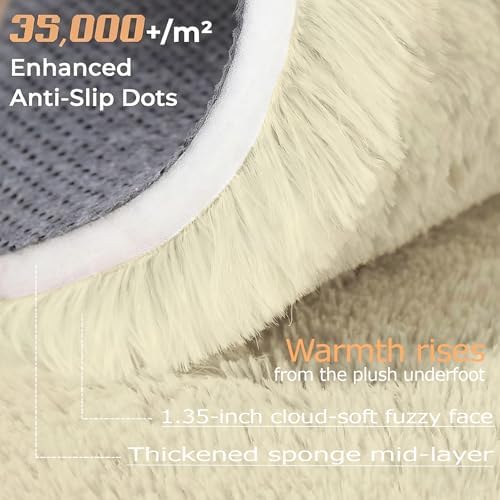5x8 Area Rug for Living Room: Fluffy Shag Soft Washable Rugs Fuzzy Plush Indoor Carpet for Bedroom Nursery Playroom Dorm Kids Girls Boys Room (Cream White, 5'x8') - Image 5