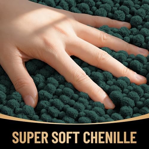 OLANLY Thick Chenille Large Bathroom Rugs Mats 44x32, Blackish Green - Image 2