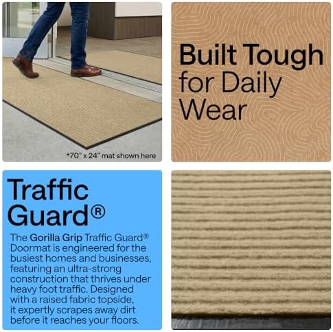 GORILLA GRIP Traffic Guard Indoor Outdoor Heavy Duty Door Mat, 60x36 Beige - Image 3