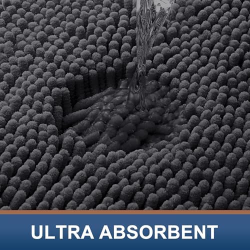 Smiry Bathroom Rugs 50X30, Luxury Chenille Extra Soft Absorbent Bath Mat - Image 4