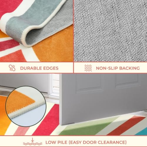 STARUIA Boho Washable Rug 3'x5' Kids Area Rug for Playroom, Colorful Kids Rugs for Bedroom, Non-Slip Throw Sun Carpet Soft Small Sunshine Rugs for Office Nursery Entryway Dorm - Image 6