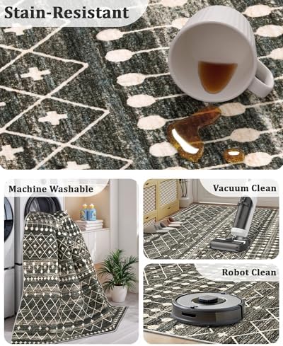 Miukiki Hallway 2x8 Runner Rug Washable Non Slip Kitchen Rug Black - Image 4