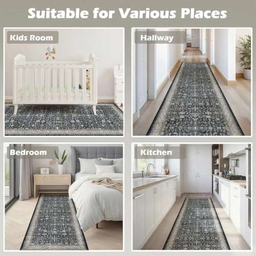 Hallway Runner Rug 2x6 for Bedroom Kitchen, Grey - Image 5