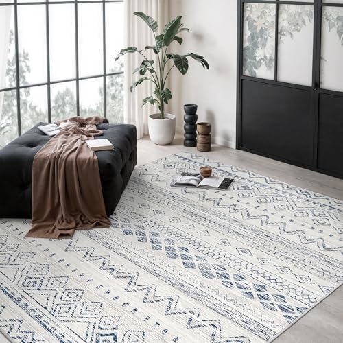 Miukiki 6x9 Area Rug Washable Non Slip Rug for Living Room Blue by Miukiki