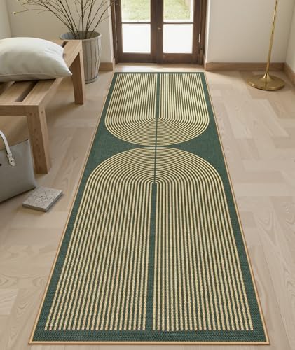 Lahome Rainbow Easy Jute Green Kitchen Runner,2x8 Indoor Outdoor Runner Rug by Lahome