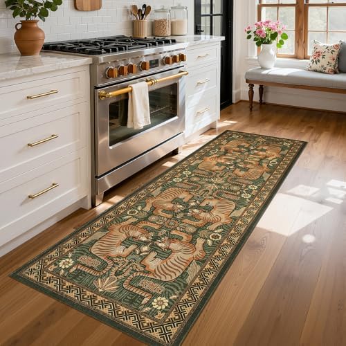 GarveeHome Tiger Print 2'x6' Washable Runner Rug Non Slip Boho Hallway Rug by GarveeHome