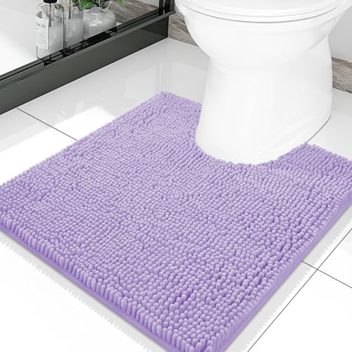 Smiry Luxury Chenille Toilet Rugs U-Shaped 20x20, Soft Absorbent Non-Slip Contour Bathroom Rugs for Toilet, Machine Washable Contoured Bath Mats, Purple by Smiry