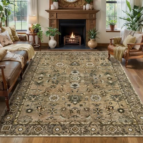 Tangsoo 8x10 Washable Area Rugs for Living Room, Vintage Non Slip Large Rug by Tangsoo
