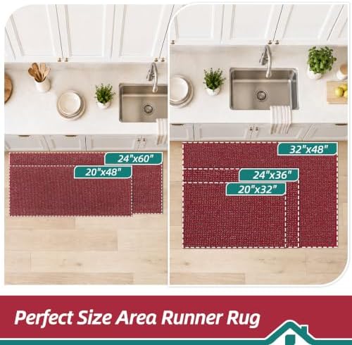BEQHAUSE Kitchen Rugs 32"x48", Non-Slip Kitchen Mats for Floor, Red - Image 2