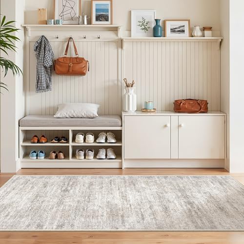 2x6 Runner Rug Non Slip,Washable Hallway Runner Rug,Taupe - Image 4
