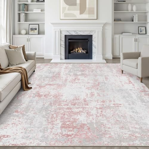 LOONGRUG 7x9 Area Rug Washable Neutral Modern Rug for Living Room Pink Gray by LOONGRUG