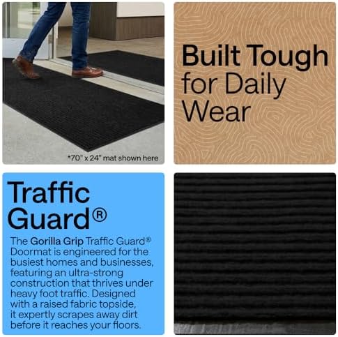 GORILLA GRIP Traffic Guard Indoor Outdoor Heavy Duty Door Mat, 72x48 Black - Image 3