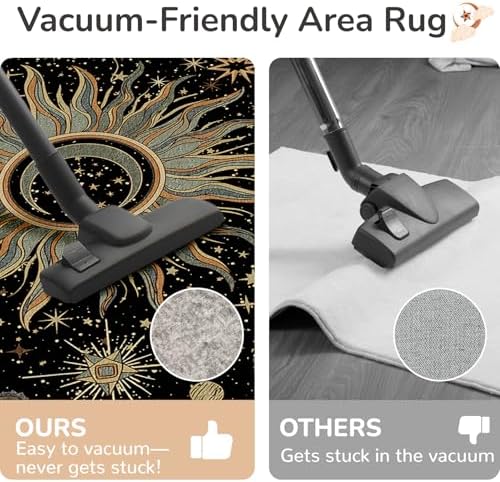 Vacuum-Friendly, 2x10 Washable Area Rug, Black Green Blue - Image 4