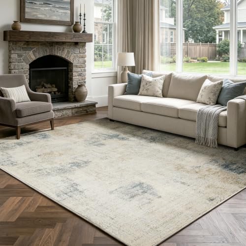 8x10 Washable Rugs, Ultra Soft Faux Wool Retro Carpets, Non Slip Backing,Short-Pile&Durable Edge Binding, Stain Resistant, The Large Carpet for Bed Room, Dining Room,Office,Playroom Decor by BGASZMakeYourHomeMoreCozy