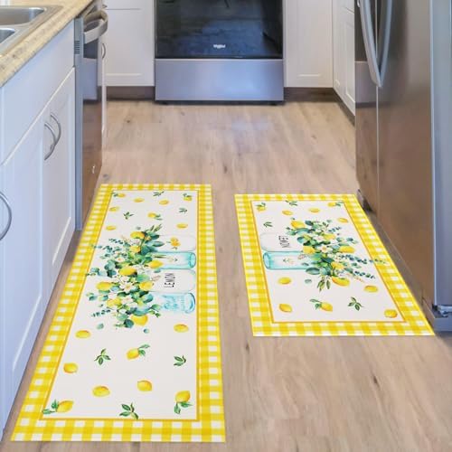 Lemon Kitchen Rugs Set of 2, Kitchen Decor and Accessories Washable Rug by mnccshwuo