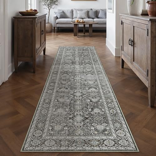 PureCozy Black Runner Rug 2x8 Vintage Traditional Distressed - Image 3