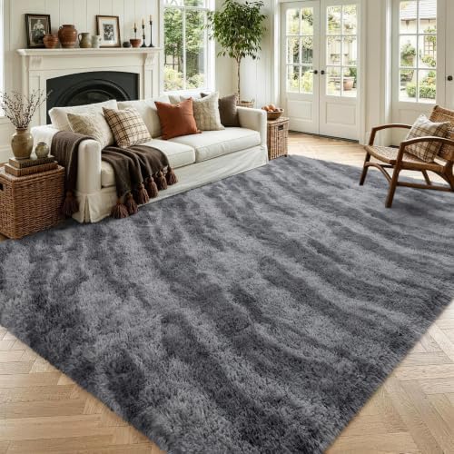 Noahas 6x9 Large Grey Fluffy Soft Area Rug Non-Slip for Living Room Bedroom by ModernHomeDecor