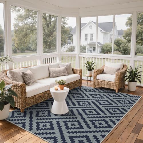 GENIMO Outdoor Rug, Waterproof Plastic Rugs for Patio, 6'x9' Cloud Blue - Image 4