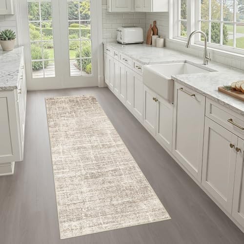 LOONGRUG Runner Rug 3x8 Washable Non-Slip Kitchen Neutral Rug Brown by LOONGRUG