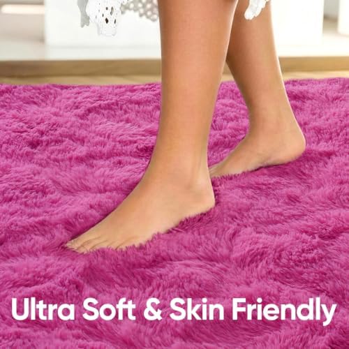 Noahas 5x7 Hot Pink Fluffy Soft Area Rug Non-Slip for Kids Bedroom Nursery - Image 5