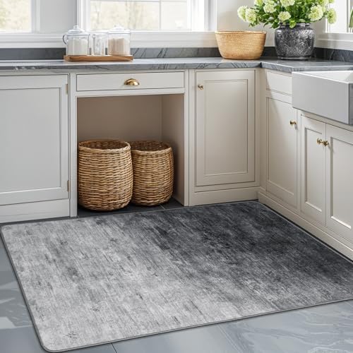 4x6 Washable Area Rug, Gray Solid Area Rugs for Living Room & Bedroom - Image 4