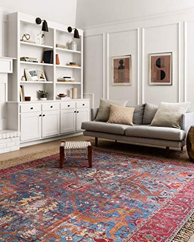 Loloi Loren Blue/Red 8'-4" x 11'-6" Area Rug - Image 2