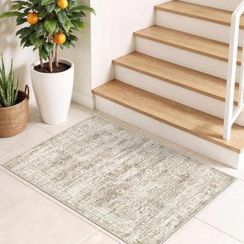 2x3 Rug Non Slip, Small Washable Entryway Rug,Brown - Image 4