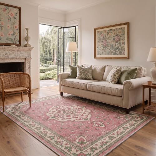 GENIMO 8x10 Outdoor Rug, Washable Quick Dry for Patio, Dusty Rose - Image 6