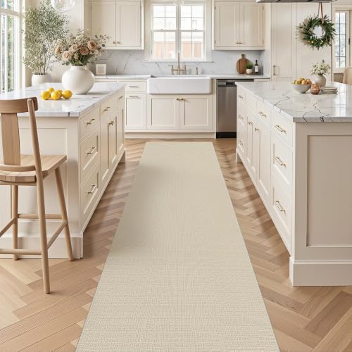 Valenrug 2x10 Runner Rug Non Slip, High-Low Pile Hallway Runners, Beige - Image 5