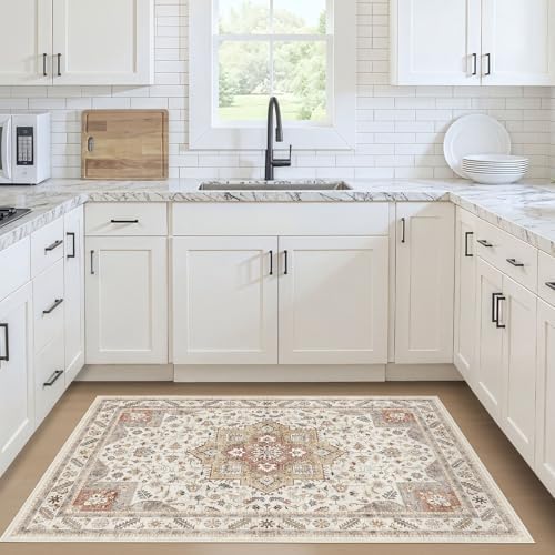 cotiled 3x5 Area Rug for Living Room, Washable, Traditional, Golden Taupe - Image 2