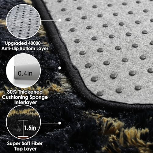 8x10 Area Rugs for Living Room, Fluffy Black and Gold Bedroom Geometric Rug - Image 5