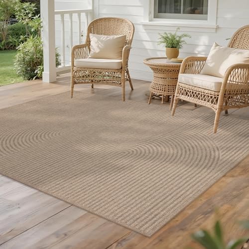 Easy Jute Rug for Pet Homes: 4x6 Outdoor Rug - Swirl Curved Pattern by Arvenchy