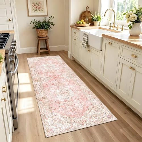 Washable Hallway Runner Rug 2x6 Non Slip Pink Rugs for Kitchen - Image 3