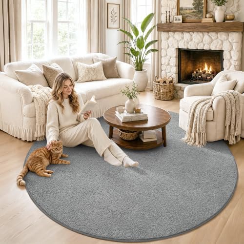 Keeko Round Area Rug 4ft for Living Room Bedroom,Soft Washable Circle Rug - Image 4