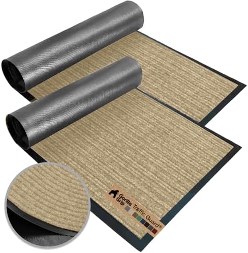 GORILLA GRIP Traffic Guard Indoor Outdoor Heavy Duty Door Mat, 29x17 Beige by GorillaGrip