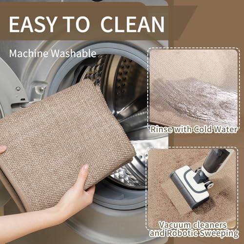 YDKGL Long Kitchen Runner Rugs Kitchen Mat Non Slip Washable Brown 17"x71" - Image 4