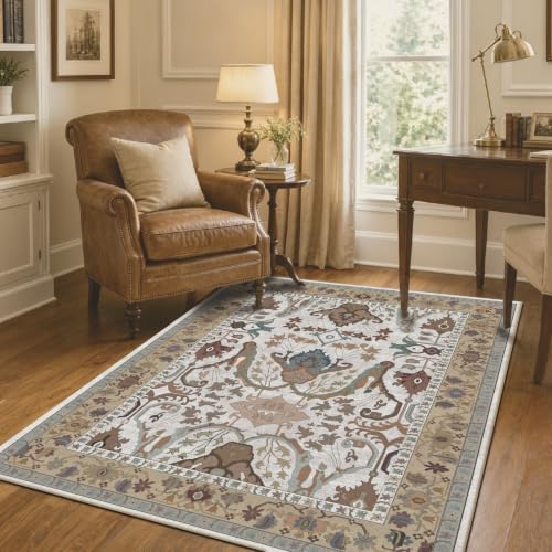 Area Rug Living Room Rugs 4×6 Washable Floral Rug by Unknown