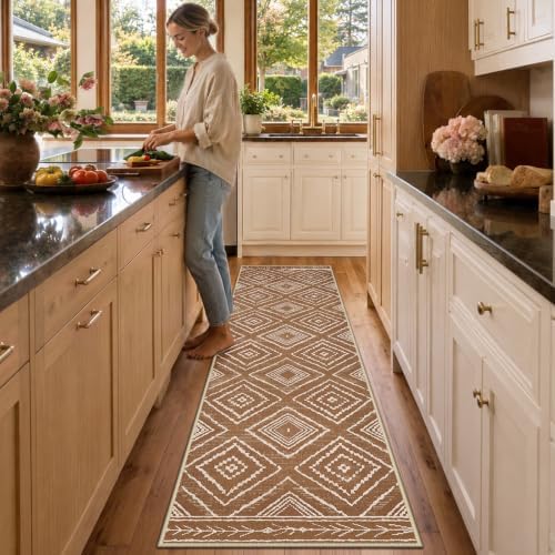 BESTSWEETIE 2'x6' Washable Area Rug for Living Room Runner Yellowbrown - Image 2
