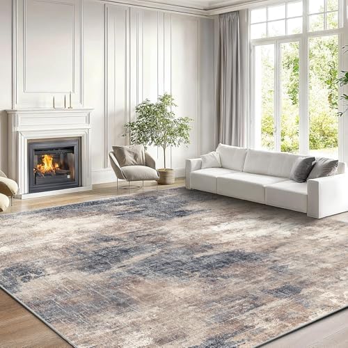 Amada Washable 8'x10' Abstract Area Rug for Living Room Brown by AMADAHOMEFURNISHING