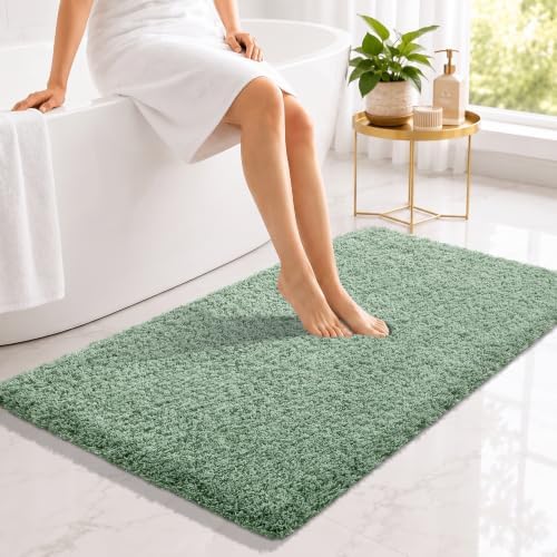 Yimobra Long Bathroom Rug 44x24, Non Slip Washable Bath Mat, Light Green by Yimobra