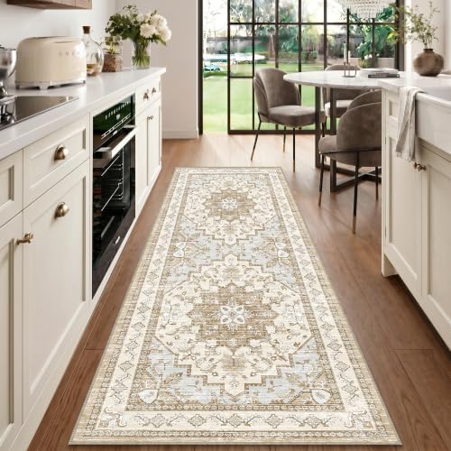 Area Rugs Runner 2x6 Washable Non-Slip Boho Indoor Carpets, Beige Tan by tubeamin