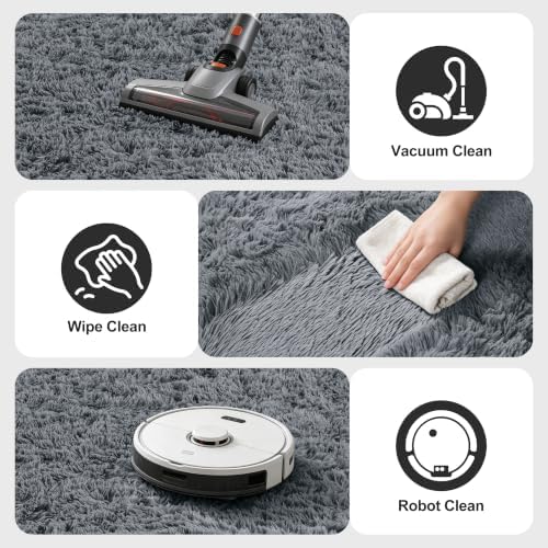 9X12 Large Area Rugs for Living Room Bedroom,Big Shag Rug for Bedroom Dorm,Soft Fluffy Indoor Carpet Plush Rugs for Living Room Home Decor (Dark Grey, 9X12 Feet) - Image 6