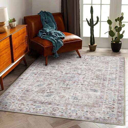 CHAMPLANT Area Rug 5'x7' Washable Rug Traditional Floor Cover Thin Retro Kitchen Indoor Distressed Non Slip Carpet for Living Room Bedroom Dining Room - Image 2